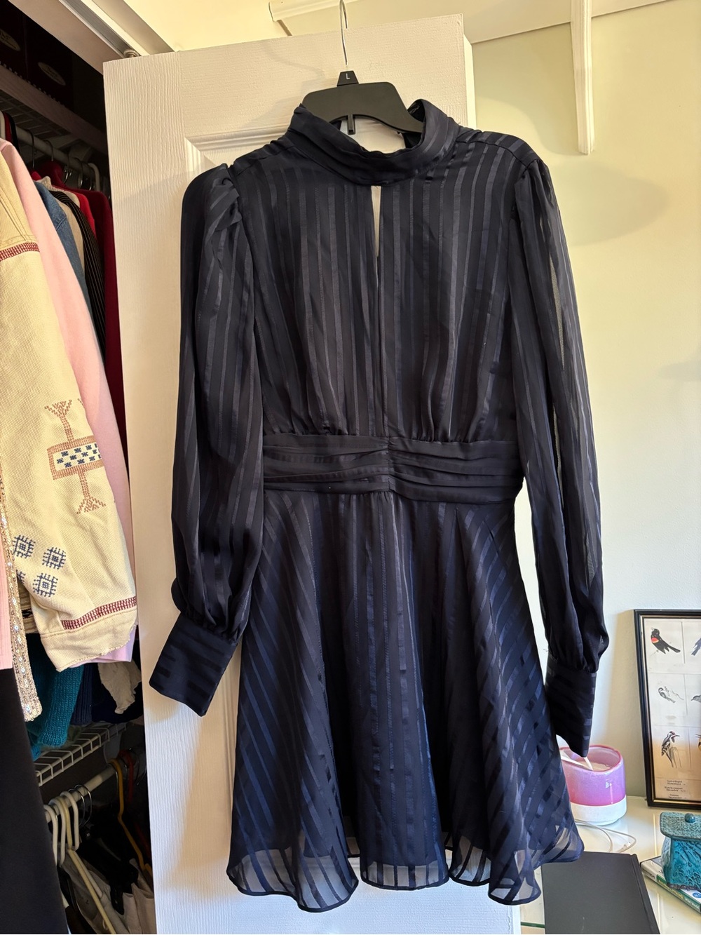 Aqua Women's Navy Long-Sleeve Fit & Flare Dress